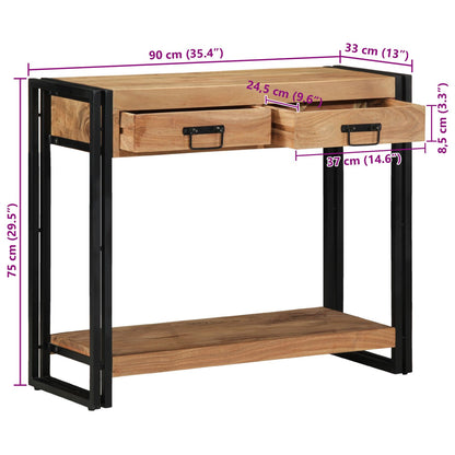 Consoletafel Zwart 90X33X75 Cm En Metaal 90 cm Massief acaciahout