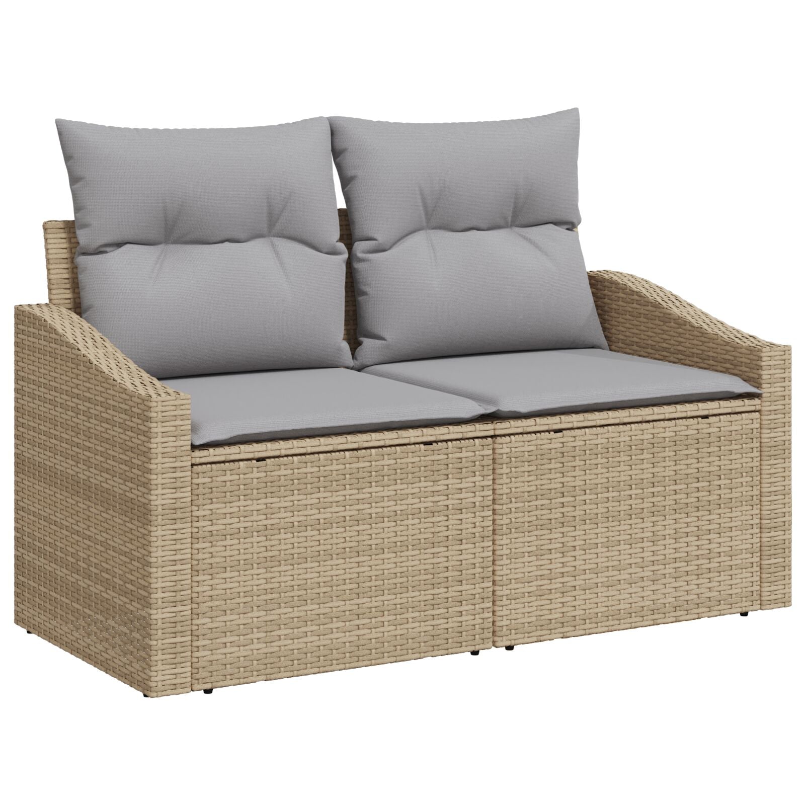 9-Delige Tuinbankset Met Kussens Beige Poly Riet
