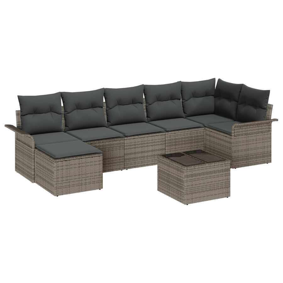7-Delige Tuin Sofa Set Met Kussens Zwarte Poly Rattan