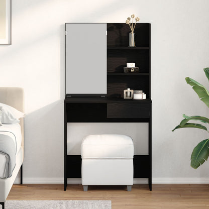Zwart Eiken Hektafel Met Spiegel - 74,5 X 40 X 141 Cm