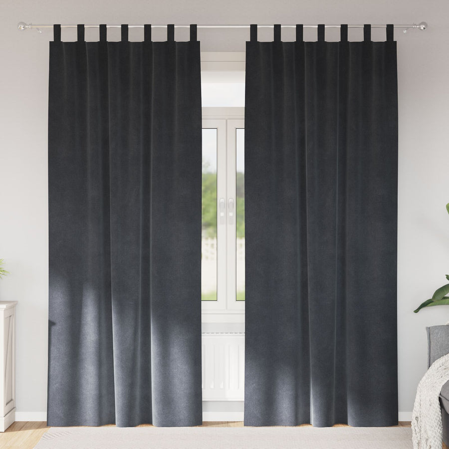 Zwarte Gordijnen 2 Stuks Lichtgrijze Fluwelen Lichtgrijs 140 x 260 cm met hanglussen