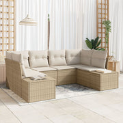 Tuinbankenset 6-delig poly rotan beige
