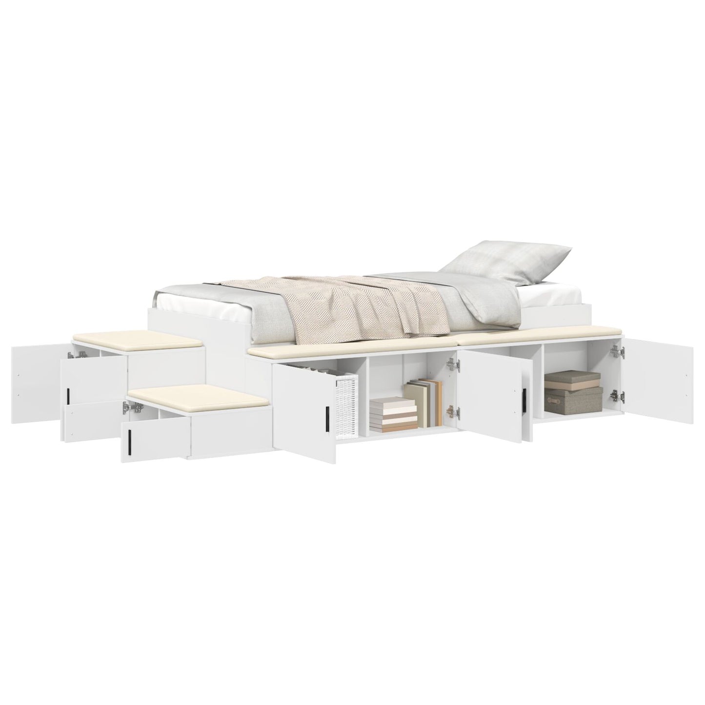 Opbergbedframe Wit 75X190 Cm Artisanaal Eiken