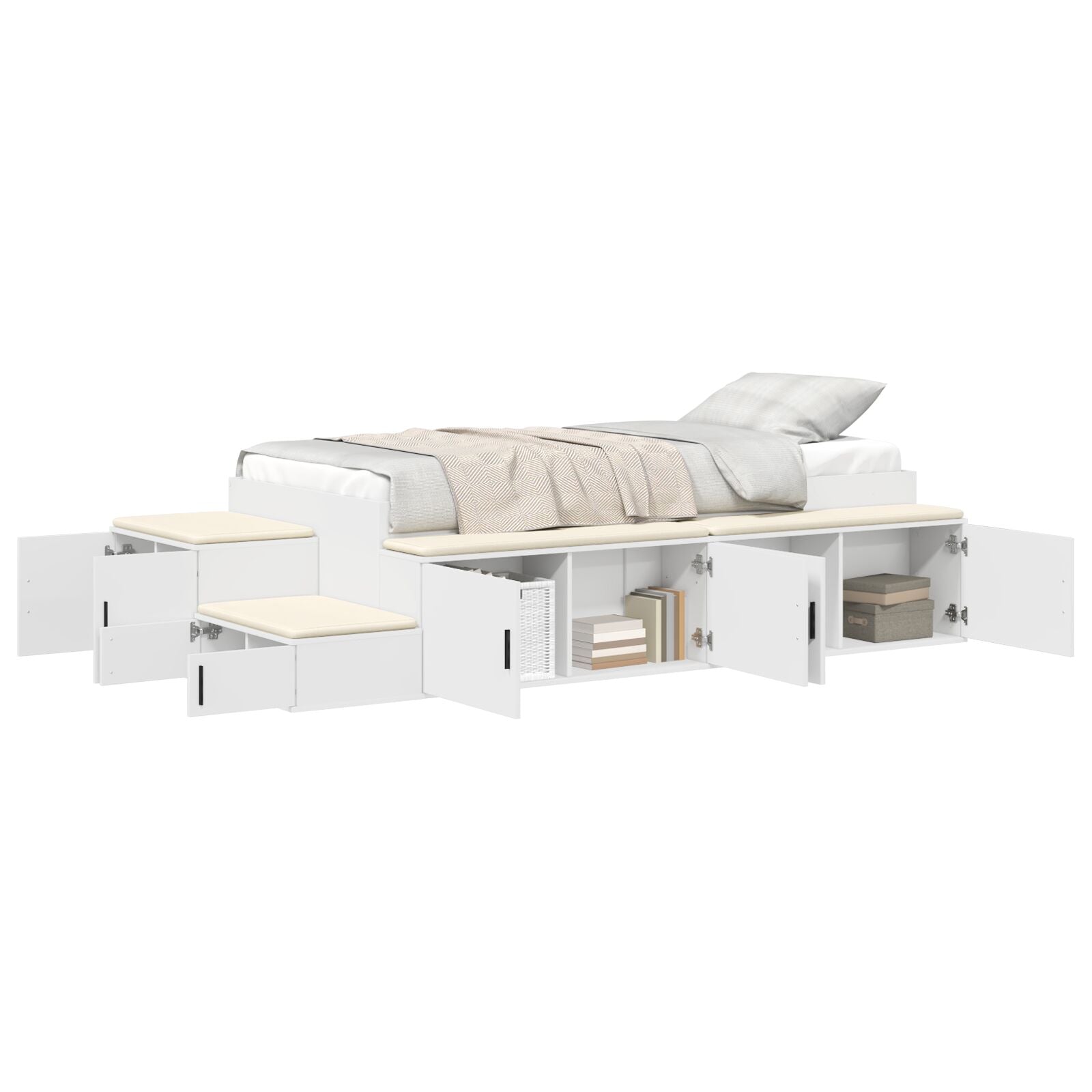 Opbergbedframe Wit 75X190 Cm Artisanaal Eiken