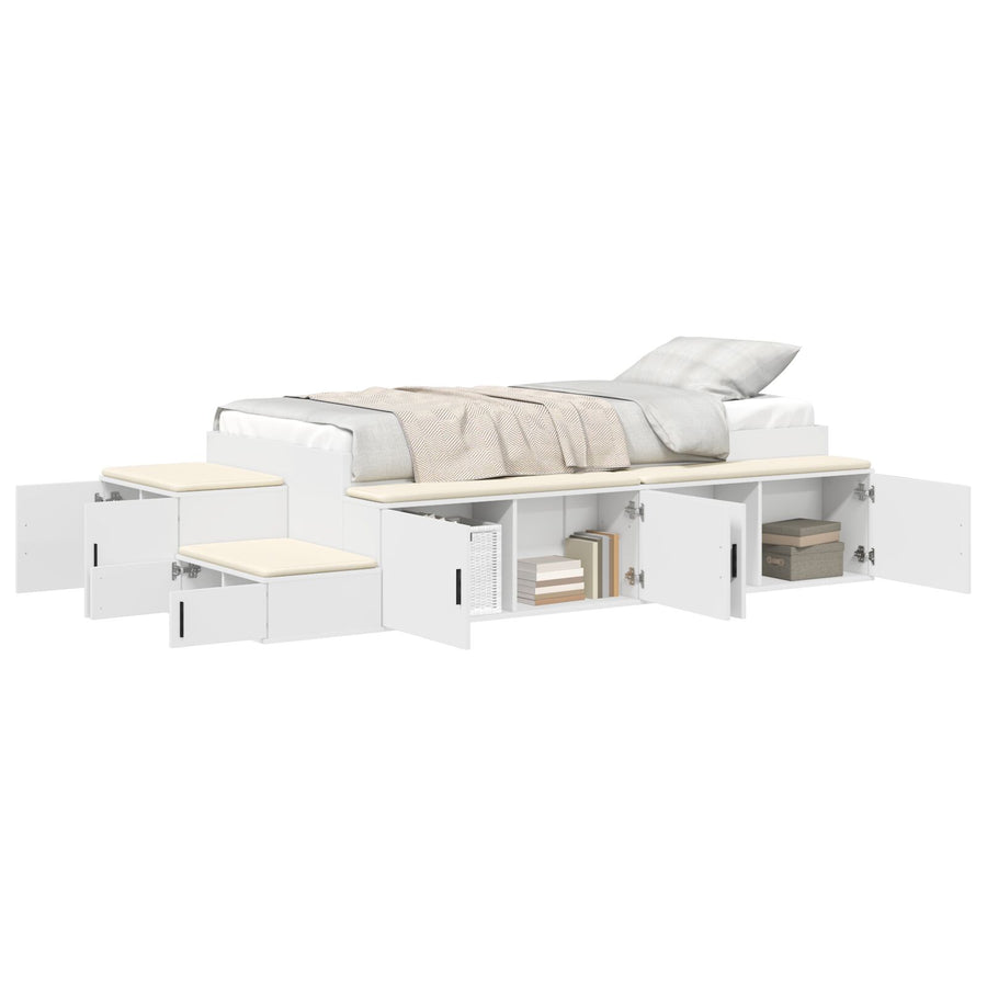 Opbergbedframe Wit 75X190 Cm Artisanaal Eiken