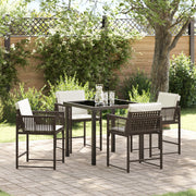 Garden Dining Set 5 Pcs Poly Rattan Brown