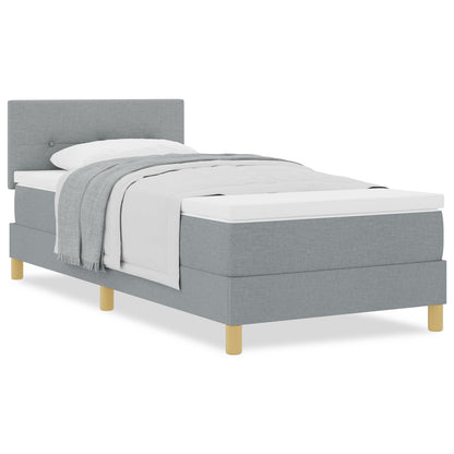 Boxspring Bed Met Matras Stof Lichtgrijs 100 x 200 cm Knop geplooid