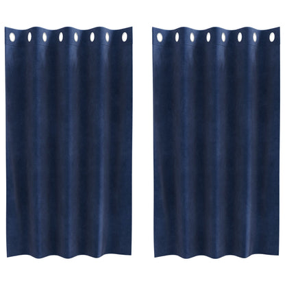 Blackout Gordijnen 2 Stuks E Velours Donkerblauw 140 x 140 cm met oogjes
