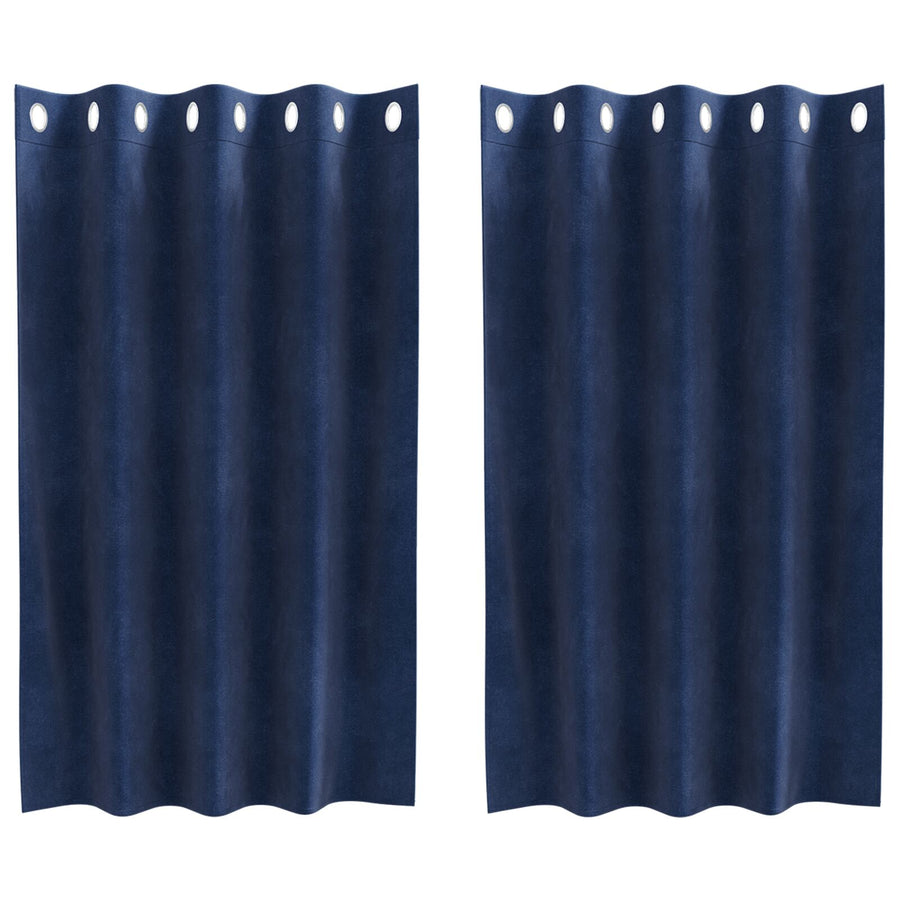 Blackout Gordijnen 2 Stuks E Velours Donkerblauw 140 x 140 cm met oogjes