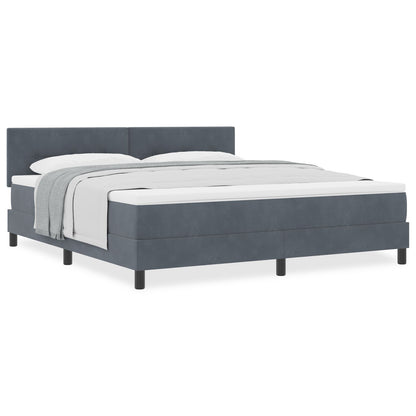 Boxspring Bed Met Matras Donkergrijs Super King Fluweel Blauw