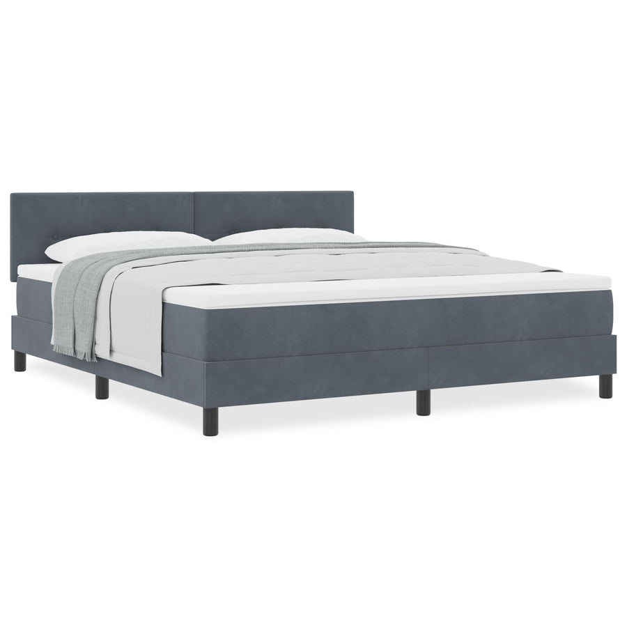 Boxspring Bed Met Matras Donkergrijs Super King Fluweel Blauw