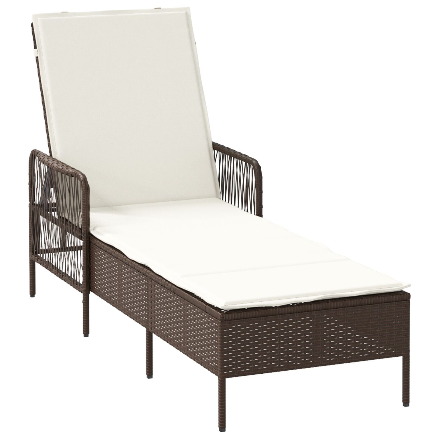 Zonnebankset Set Van 3 Bruin En Crèmewit Pe Rattan, Metaal