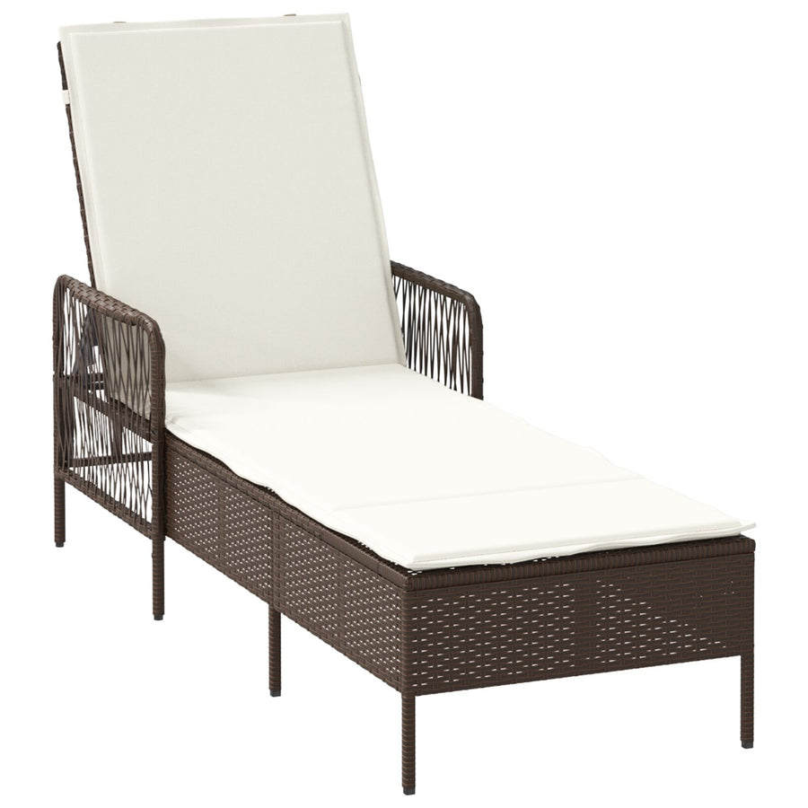 Zonnebankset Set Van 3 Bruin En Crèmewit Pe Rattan, Metaal