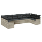 Tuinset poly rattan lichtgrijs 10-delig