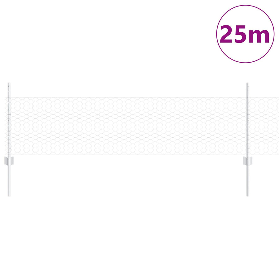 Hexagon Hek Met 11 U-Palen Zilver 0.5X25 M Staal