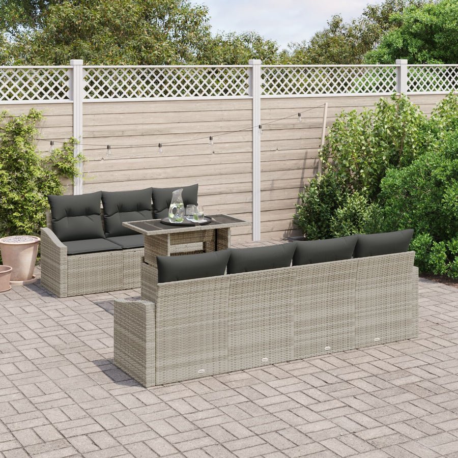 8-Delige Tuin Sofa Set Met Kussens Lichtgrijs Poly Rattan
