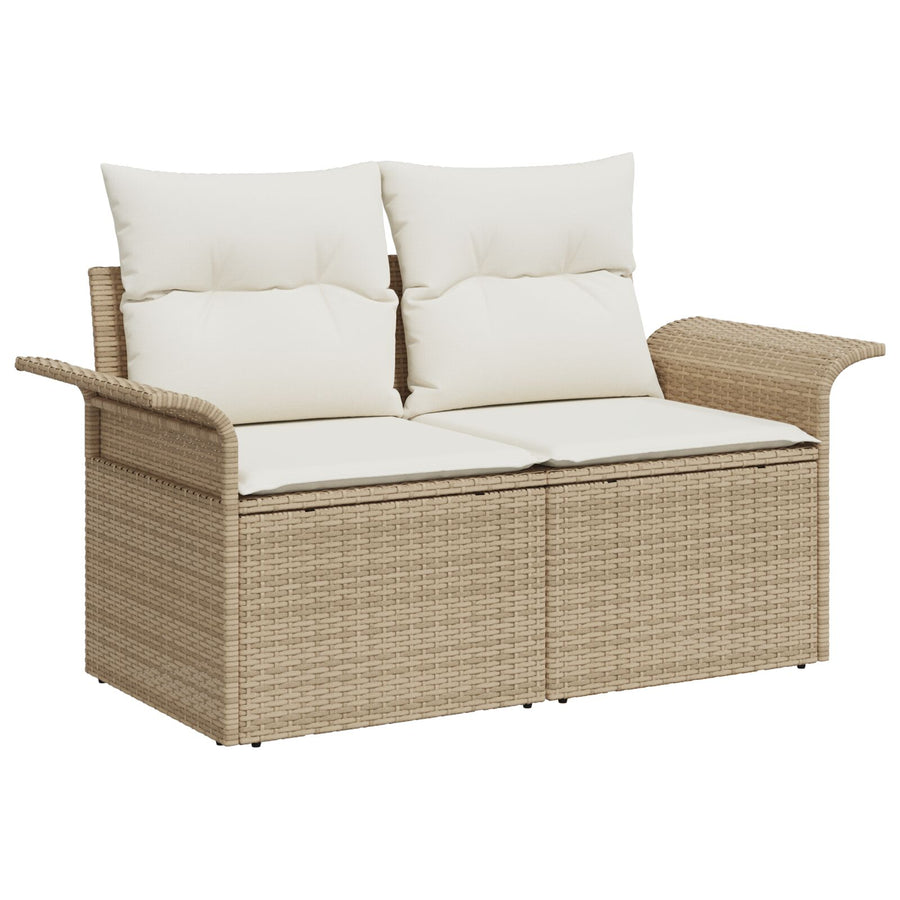 9-Delige Tuin Sofa Set Met Kussens Beige Poly Riet
