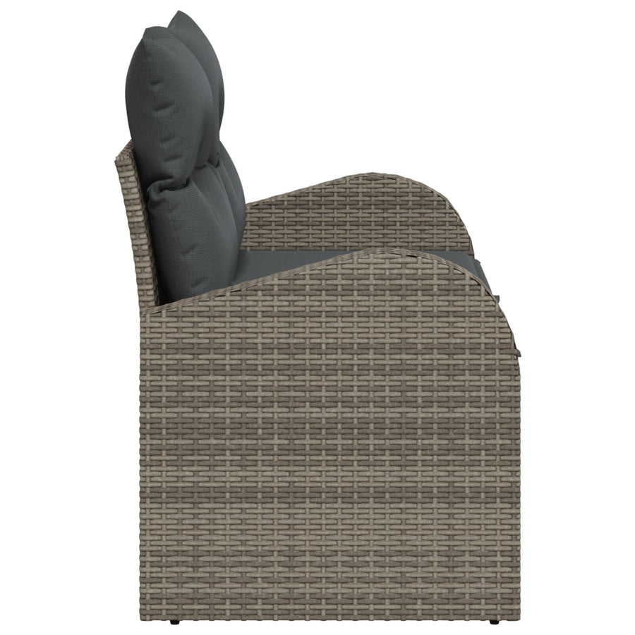 2-Zits Tuinsofa & Kussens Poly Rattan Grijs met opbergruimte
