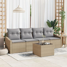 5-Delige Tuinset Met Kussens Beige Poly Rattan Gegalvaniseerd Staal