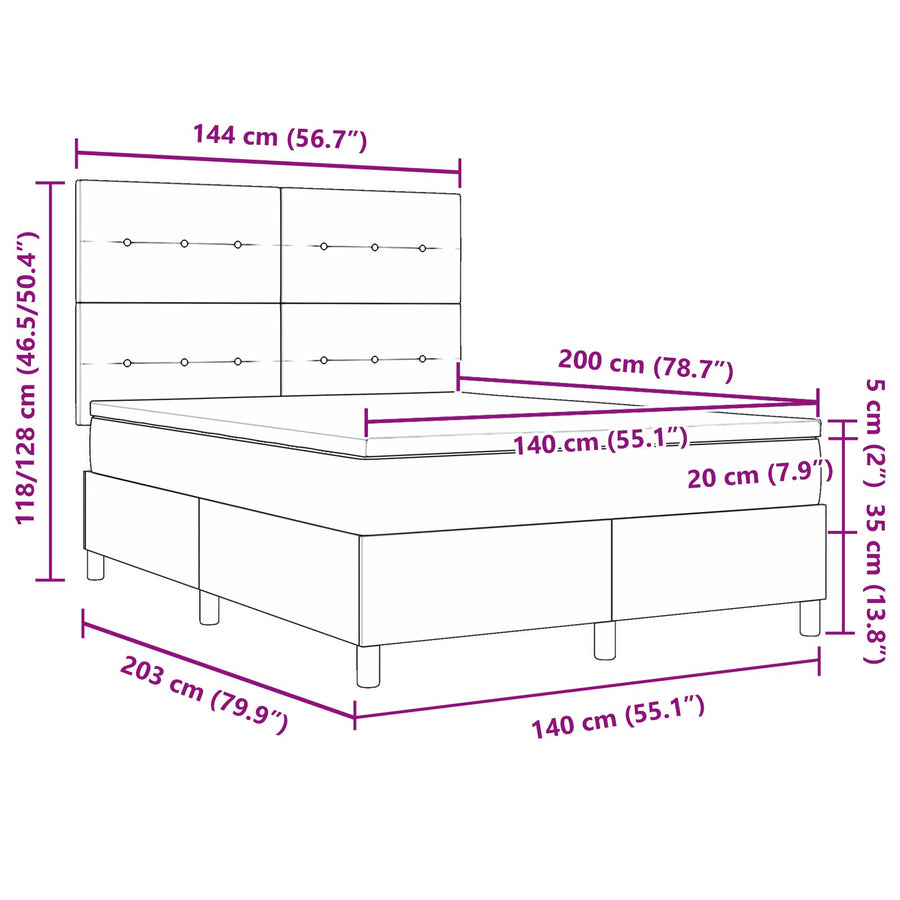 Boxspringbed Met Matras Roze 140X200 Cm Fluweel Blauw