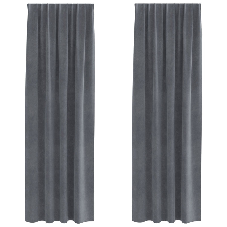 Blackout Gordijnen Met Topband 2 Stuks Velvet Super Lichtgrijs 140 x 245 cm met genaaide tape
