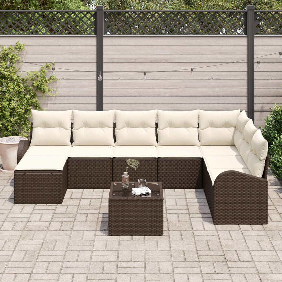 Tuin Sofa Set Set Van 9 Wit Pe Rattan Tuin Sofa Set Rechthoekig