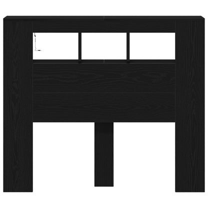 Opslag Hoofdeinde Met Led-Verlichting Zwart Eiken 120X18,5X103,5 Cm
