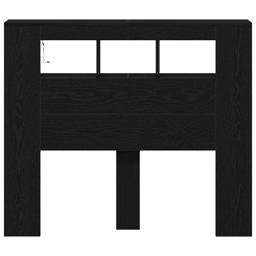 Opslag Hoofdeinde Met Led-Verlichting Zwart Eiken 120X18,5X103,5 Cm
