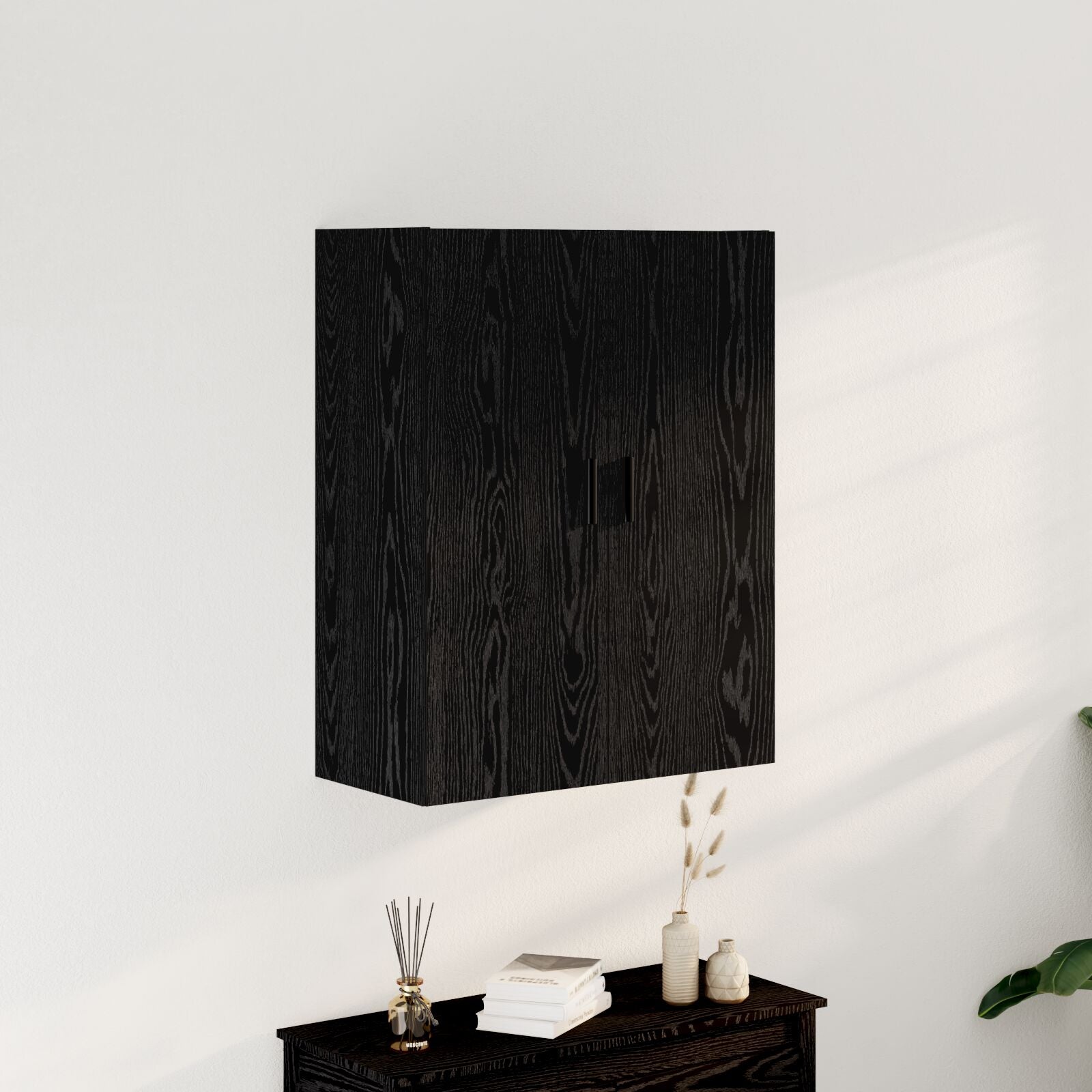 Wandkast 69,5X34X90 Cm Gelaagd Hout Zwart eiken
