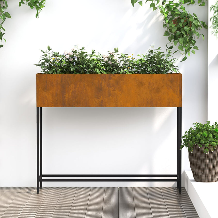 Verhoogde Tuinbak Verweerd staal 100 x 26 x 82 cm