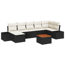 8-Delige Tuin Sofa Set Met Kussens Zwart Poly Rattan Acacia