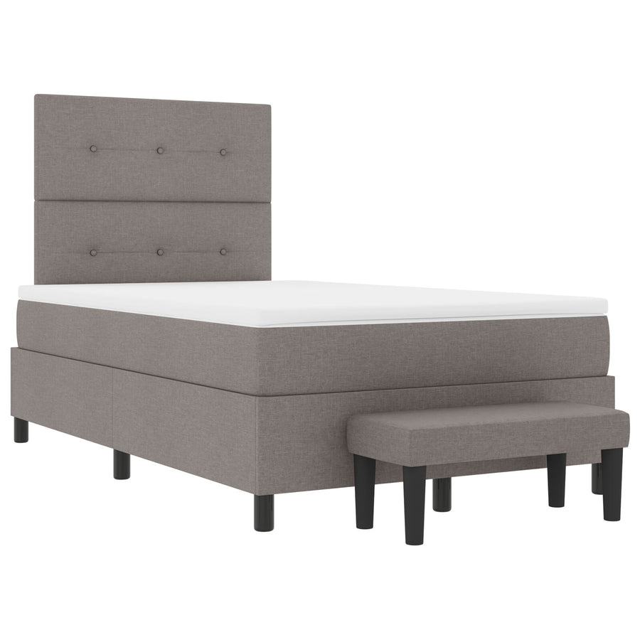Boxspring Bed Met Matras & Bank Stof Taupe 120 x 200 cm Knop gestikt