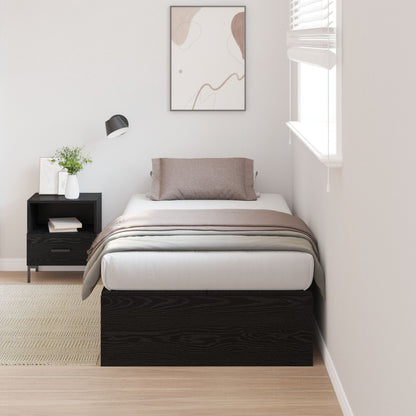 Opbergbedframe Bewerkt Hout Zwart Eiken 75 x 190 cm