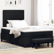 Boxspring Bed Met Matras & Bank Zwart 120X190 Cm Stof Blauw