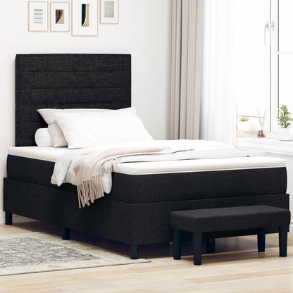 Boxspring Bed Met Matras & Bank Zwart 120X190 Cm Stof Blauw