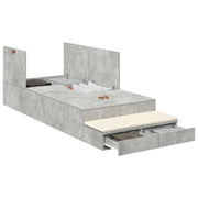 Opbergbedframe 80 cm beton grijs bewerkt hout