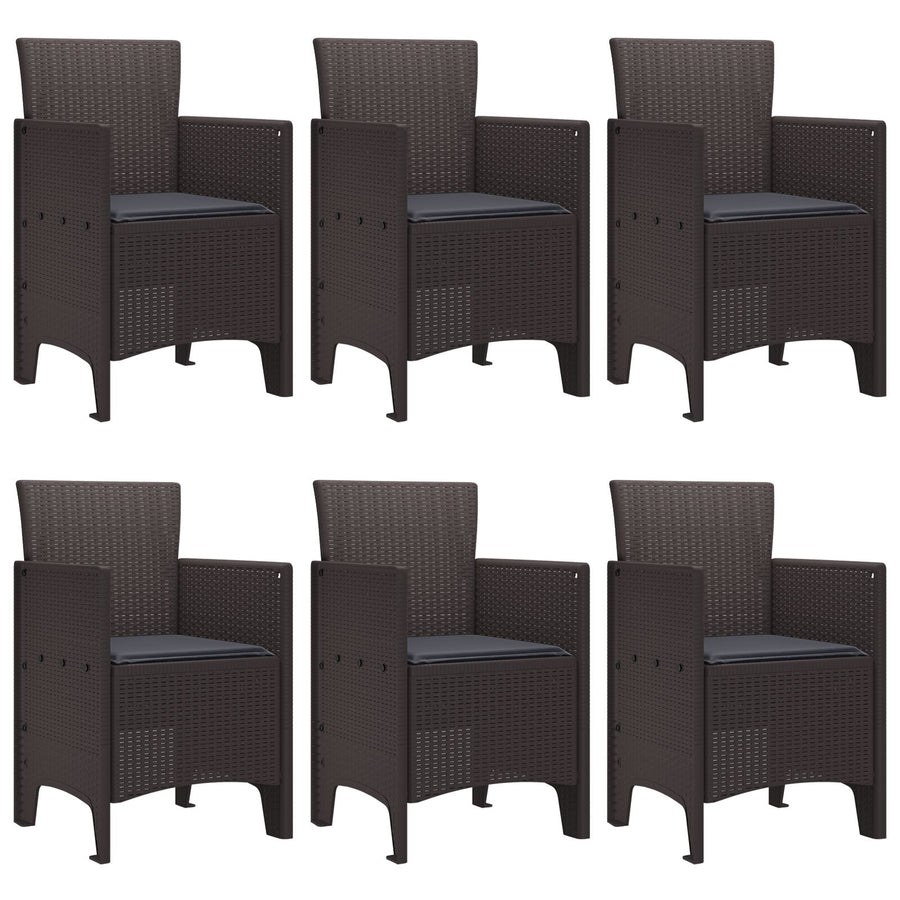 7-Delige Tuin Eettafel Set Met Kussens Bruin Poly Rattan