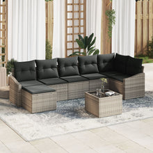 7-Delige Tuin Eetset Met Kussens Zwart Poly Rattan