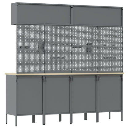 10-Delige Werkkast En Pegboard Set Mdf En Metaal 4x (2x84/2x85 cm) Rood 4x kast + 4x pegboard + 2x kast met deur