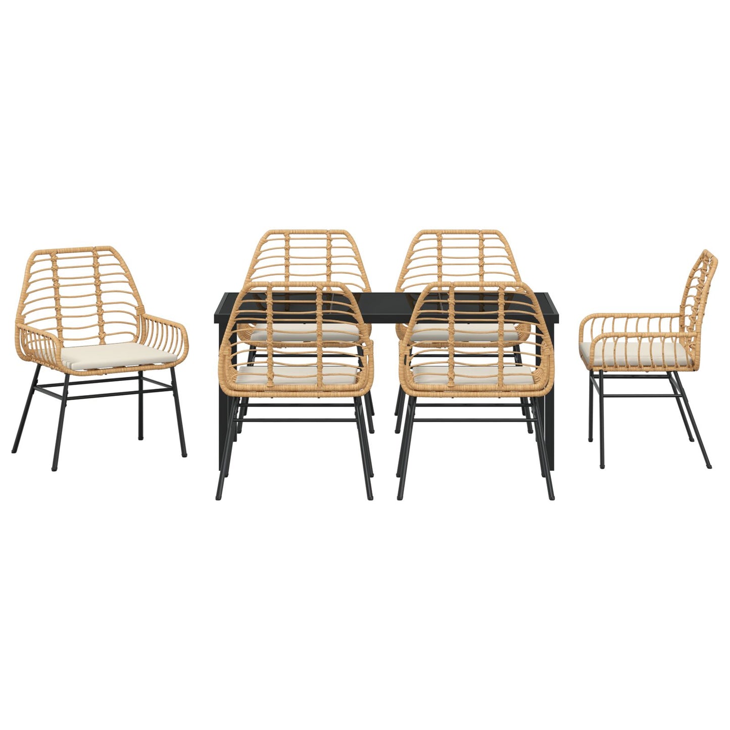 7-Delige Tuinset Met Kussens Bruin Poly Rattan