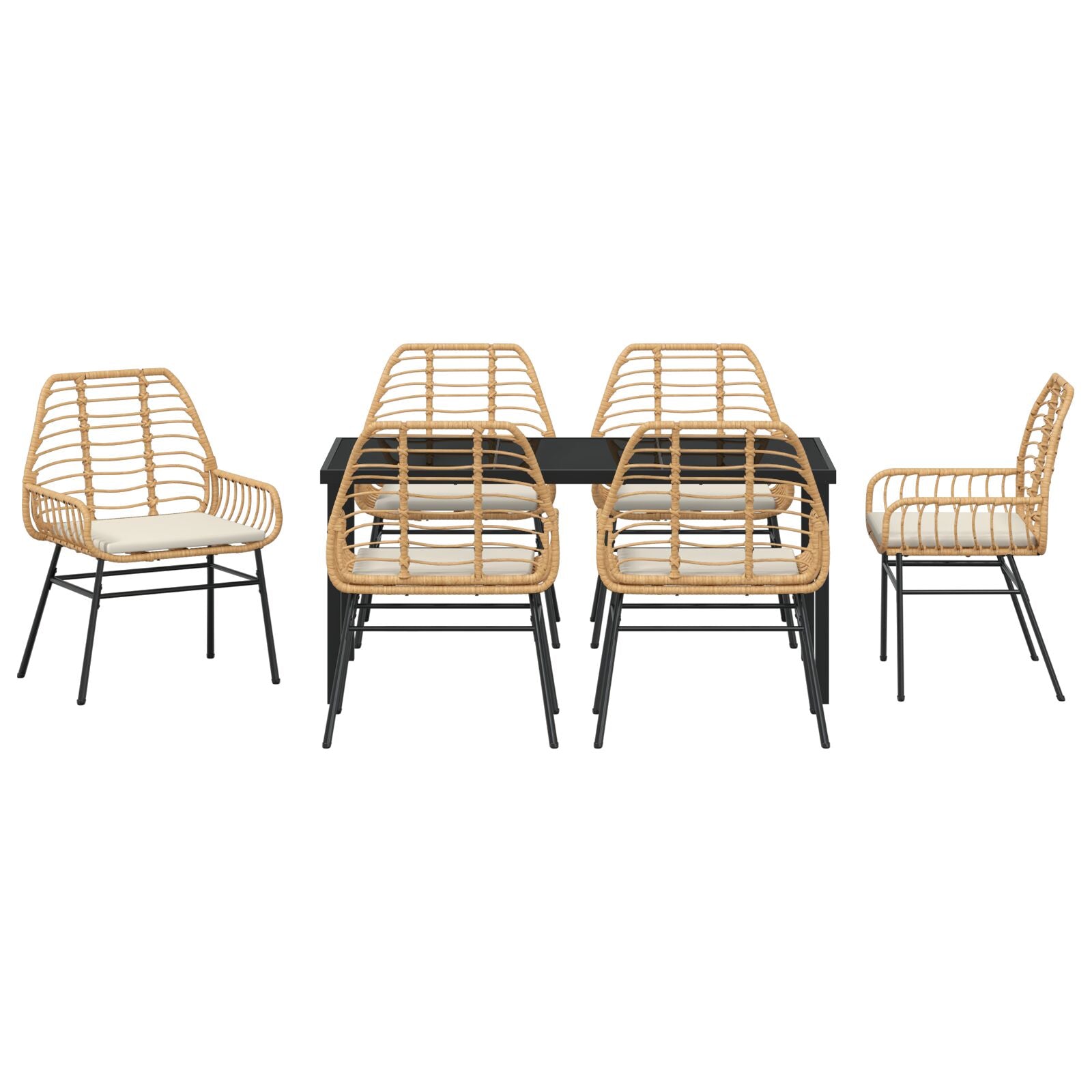 7-Delige Tuinset Met Kussens Bruin Poly Rattan
