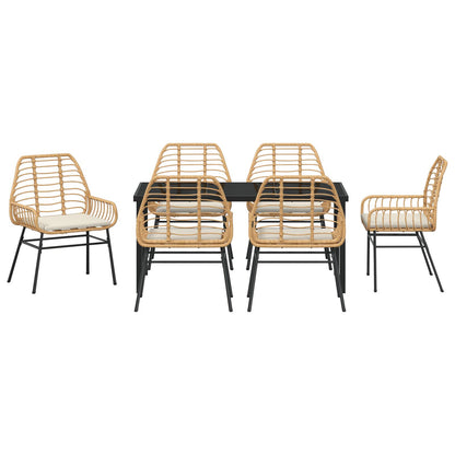 7-Delige Tuinset Met Kussens Bruin Poly Rattan