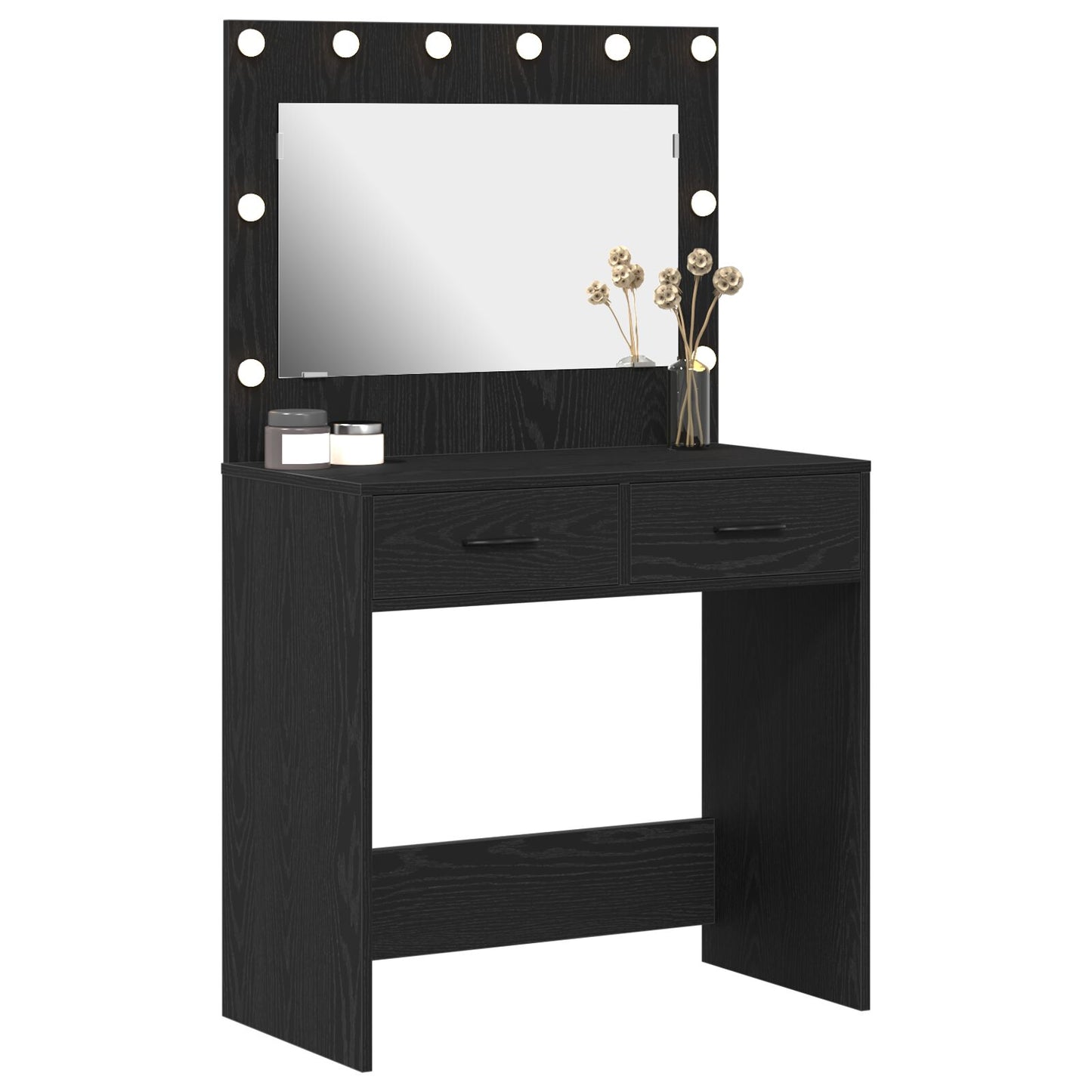 Kaptafel Met Led-Verlichting - - Zwart eiken 78,5 x 41 x 135 cm