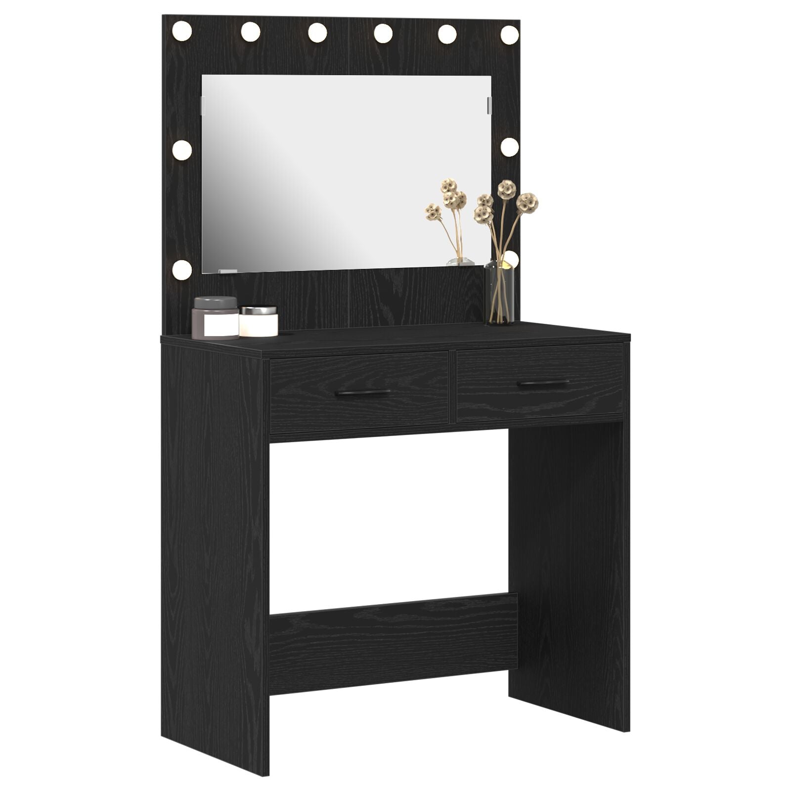 Kaptafel Met Led-Verlichting - - Zwart eiken 78,5 x 41 x 135 cm