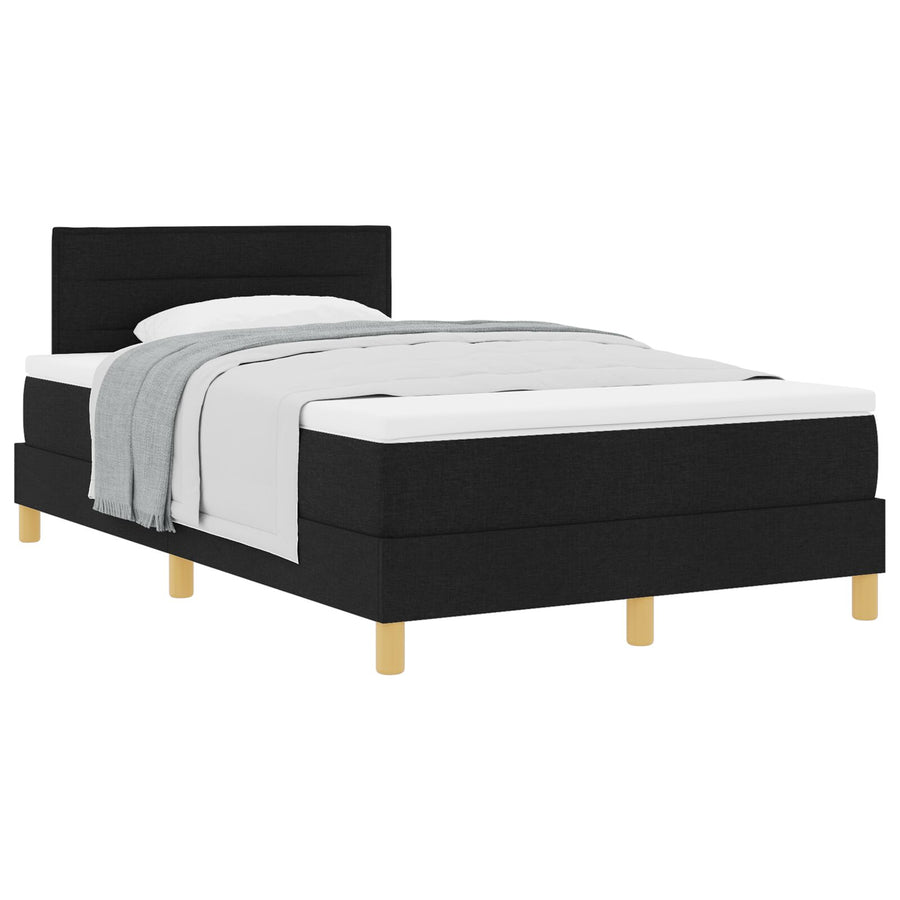 Boxspring Bed Met Matras Stof Zwart 120 x 200 cm Lijnen ontwerp