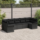Garden Sofa Set with Cushions 7 pcs Black Poly Rattan