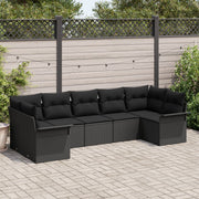 Tuinset poly rattan 7-delig zwart