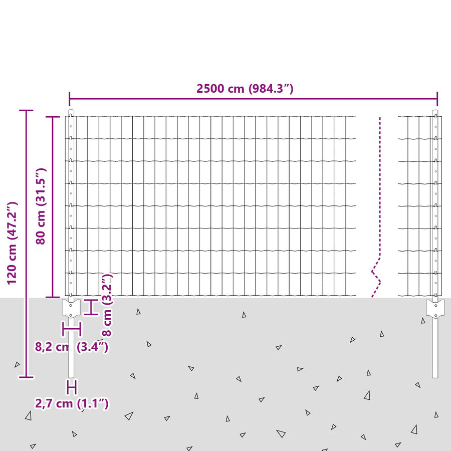 Grijs Tuinhek Set Set Van 2 Grijs Metaal 25 X 0.8 M Duurzaam