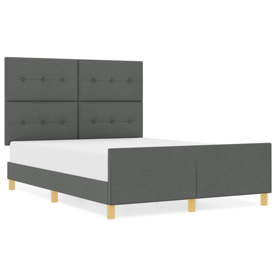 Bed Frame Donkergrijs 140X190 Cm Stoffen Crème