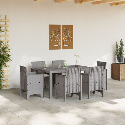 7-Delige Tuindining Set Met Kussens Licht Grijs Poly Rattan